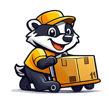 Parcel Badger pushing a large parcel on a trolley